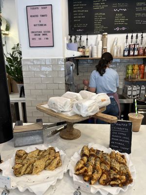 Soup of the day, sandwich, and twists   at East Village Cafe in Bristol