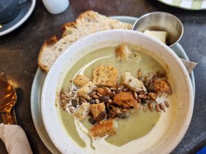 Courgette & Butterkist Bean Soup at East Village Cafe in Bristol