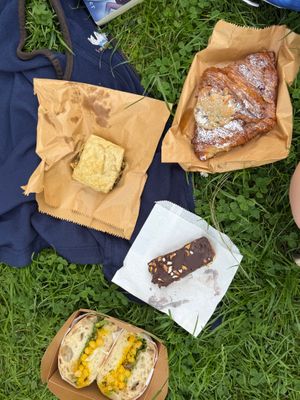 Selection of goodies for picnic lunch at East Village Cafe in Bristol