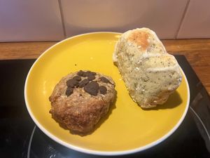Oat Chocolate & Banana Cookie and Lemon Poppyseed Loaf  at East Village Cafe in Bristol