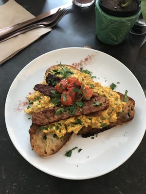 Tofu scramble and tempeh bacon at East Village Cafe in Bristol