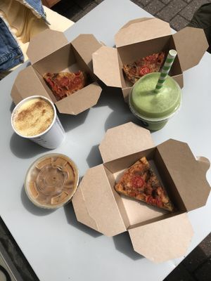 Vegan frittatas and drinks  at East Village Cafe in Bristol