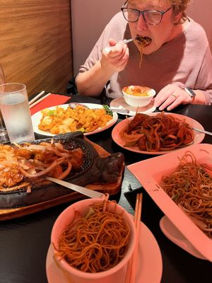 Noodles, tofu, crispy beef and chicken  at Little Yang Sing in Manchester