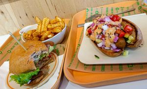 All-American Burger, Chicago Dog and fries. at Next Level Burger - Concord in Concord