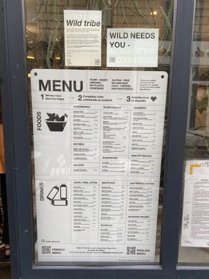 Menu  at Wild & The Moon - Opéra in Paris