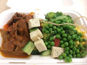 My quick go to lunch - tofu, noodles and a bunch of veggies.  at Loving Hut - Spalena in Prague