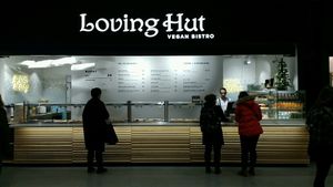 counter inside a shopping centre at Loving Hut - Spalena in Prague