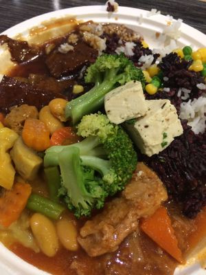 Rice, different tofu variations and a lot of veggies. All for about sever euros.  at Loving Hut - Spalena in Prague