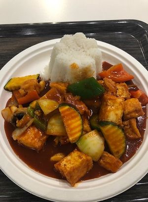 Pretty spicy (but also good) kung pao!  at Loving Hut - Spalena in Prague