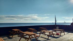 Roof terrace Area for private parties which we cater for, please ask for details. Open weekends and school hols to the public unless we have a private event. Group discounts on ice creams. at North Beach Cafe in Whitby