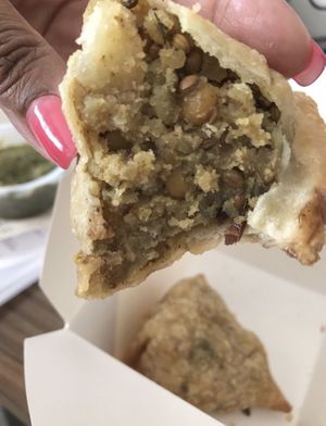 Inside these nutty samosas   at Azafran in Broomfield