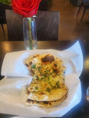 Garlic Naan (ask to be sure it's vegan) at Azafran in Broomfield