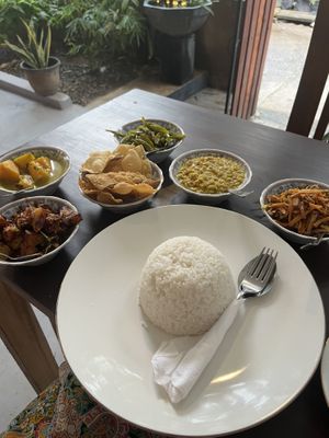 Vegetable curry with rice - 1200 rupees  at Dulnetha Homestay & Restaurant in Weligama