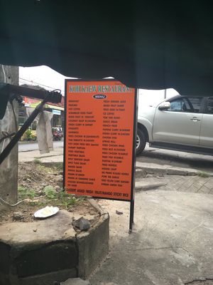 The sign in the front of the restaurant at Koh Kaew Restaurant in Koh Samui