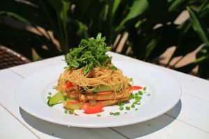 Vegetarian Yellow Noodles at Mai Jo Restaurant in Phu Quoc