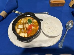 Tom Yum Soup - vegan young tofu   at Mai Jo Restaurant in Phu Quoc