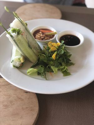 Vegan rice paper rolls at Mai Jo Restaurant in Phu Quoc