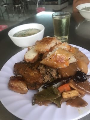 Piled high with goodness! The soup this time was excellent! at Tinh Tam Trai in Phu Quoc