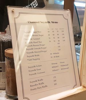 menu at Charcoal Soymilk in Bangkok