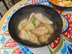 Lentil dumplings in veg broth at Momo Bar in Manly