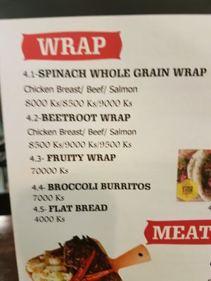 interesting menu options at Healthy Me in Yangon