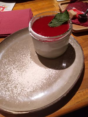 coconut panna cotta at Cafe Beguin in Brussels
