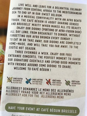 the pictograms at Cafe Beguin in Brussels