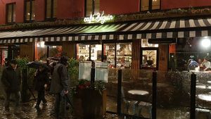 front, on a very rainy evening (and it was fully booked, duh!) 
 at Cafe Beguin in Brussels