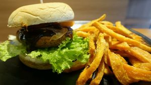 bbq burger with sweet potatoes fries at Soul ALife in Central Singapore