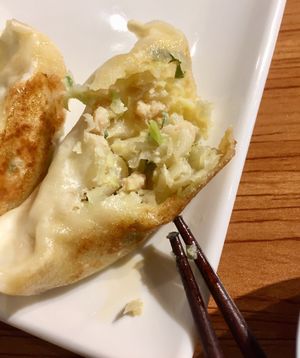 What gyozas are made of - minced soy chunks at Soul ALife in Central Singapore