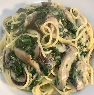 Spinach mushroom pasta at Soul ALife in Central Singapore