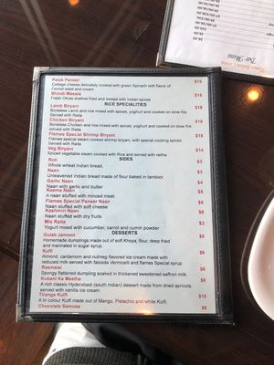 Menu Pg. 4 at Flames Indian Cuisine in Tampa