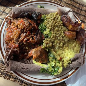 vegan injera bowl  at Flavors of East Africa in San Diego