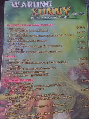 New menu no desserts at Sunny Warung in 