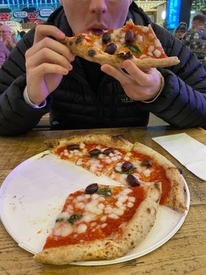 Vegan pizza  at Baltic Market in Liverpool