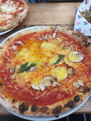 Vegan margarita with mushrooms at Baltic Market in Liverpool