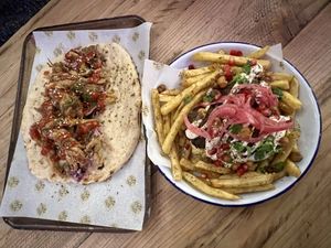 Both mains from Hafla Hafla  #Veganuary at Baltic Market in Liverpool