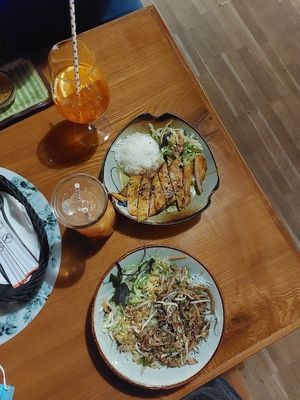 Vegan bun bo nam bo and the top dish is not vegan 😏 at Bamboo in Bratislava