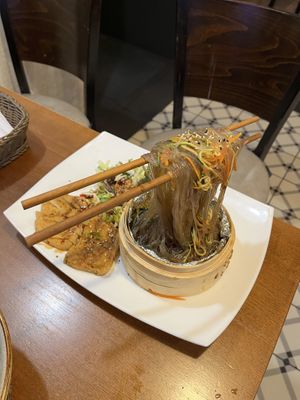 Flying noodles  at Bamboo in Bratislava