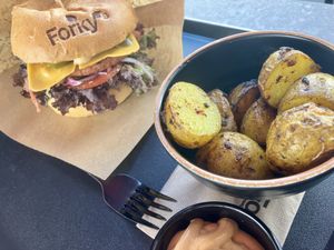 Spicy burger menu   at Forky's - Trnava in Trnava