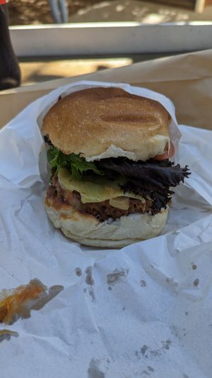 Vego burger with vegan cheese at The Lane in Rottnest Island