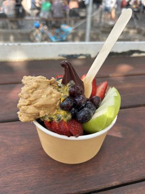 Vegan Acai bowl with no granola (granola contains honey)  at The Lane in Rottnest Island
