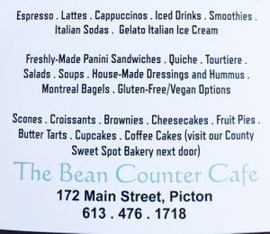 Excellent menu at The Bean Counter Cafe in Picton