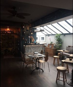 A look at the warm interior of Bubbles and bites.  at Bubbles and Bites in Cascais