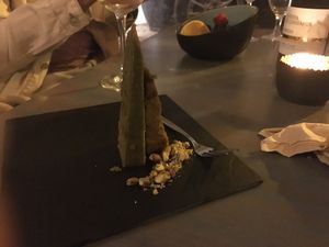 Matcha brownie (non-vegan) at Bubbles and Bites in Cascais