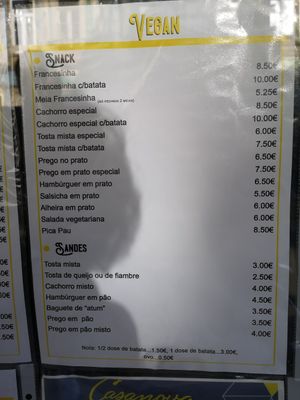 Vegan menu at Casanova in Porto