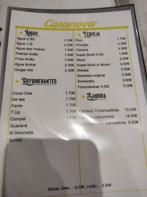 Menu september 2022 at Casanova in Porto