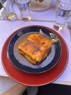 Francesinha with fries  at Casanova in Porto