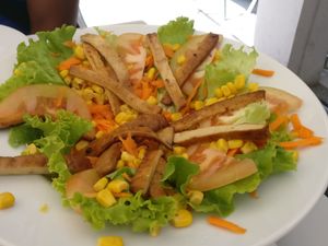 Vegan salad with warm smoked tofu at Casanova in Porto