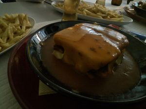Another day another francesinha, by night at Casanova in Porto